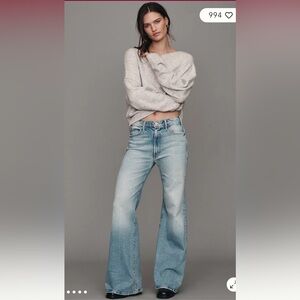 NWT🌷MOTHER The Hustler Roller Sneak High-Rise Wide-Leg Jean